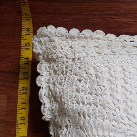 Crocheted Bohemian Vibe Off-While Buckwheat-filled Orthopedic Decorative Pillow - Picture 4 of 5